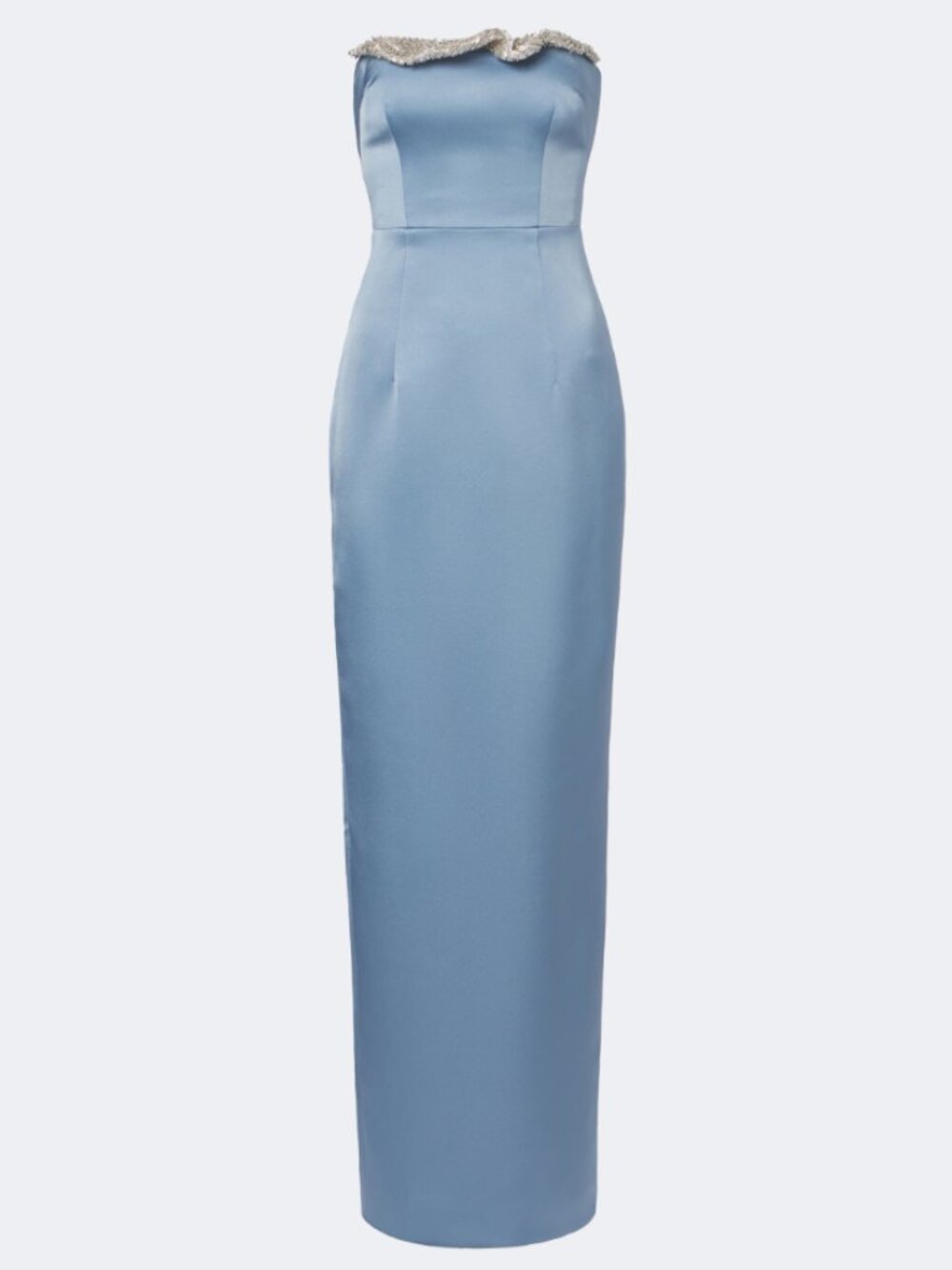 Rachel Gilbert Blue Lorna Embellished Crystal Strapless Column Gown NWOT